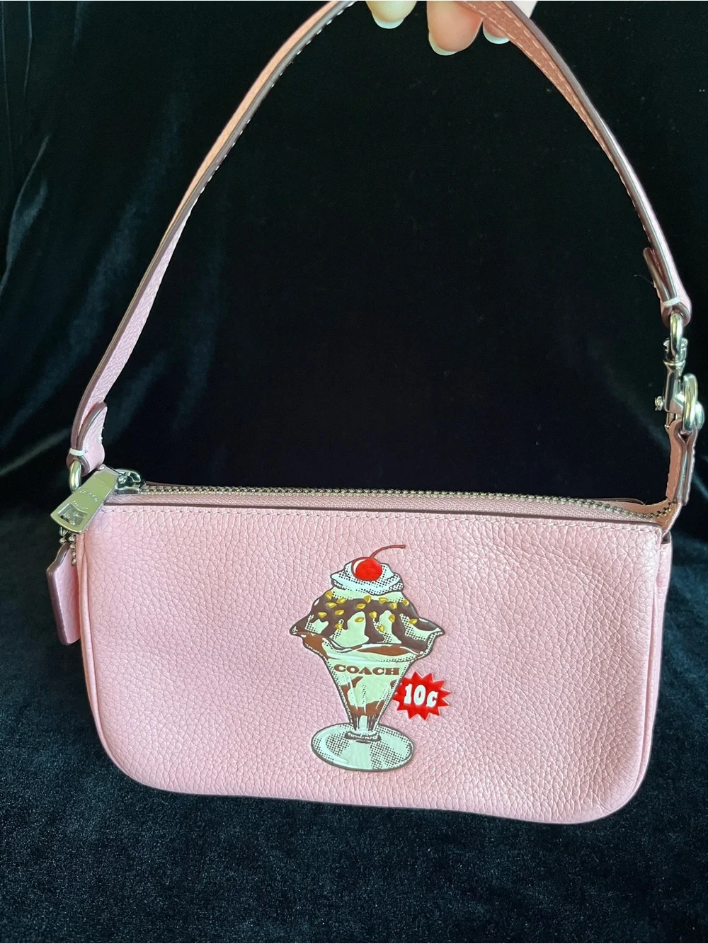 COACH Nolita 19 Cherry Blossom Pink  Sundae Ice Cream Graphic Shoulder Clutch
